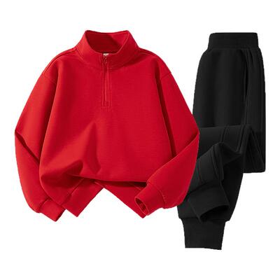 红豆童装男童加绒半开襟卫衣冬季