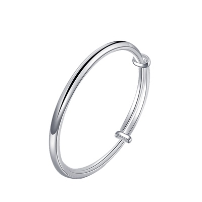 光面纯银手镯女s9999足银简约活口年轻款银饰品光面实心足银镯子