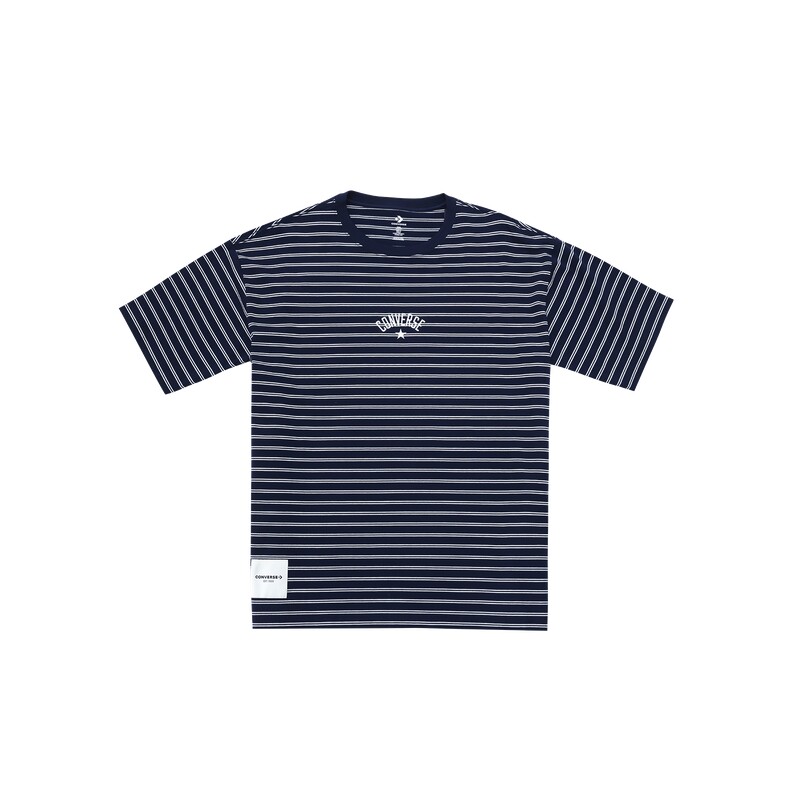 CONVERSE匡威官方 夏季新品宽松时尚男女条纹LOGO短袖T恤UCJ690