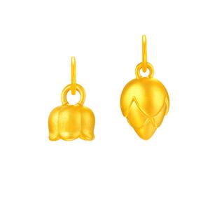 金至尊黄金吊坠莲蓬小提溜转运珠路路通荷花金珠挂坠手串足两世欢