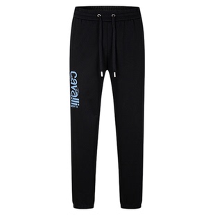 Cavalli Class卡沃利秋季运动卫裤男刺绣休闲长裤直筒抽绳束脚裤