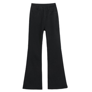 微喇牛仔裤女加厚冬加绒2026新款修身显瘦高腰高弹力黑色喇叭裤子