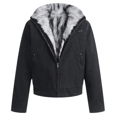 F383美式复古哈灵顿毛领夹克棉服