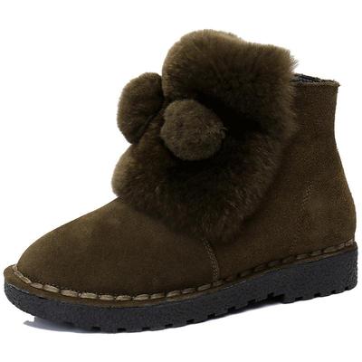 真兔毛+纯牛皮~加毛保暖雪地靴