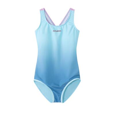 复古渐变连体三角泳衣速干