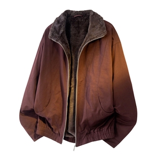 青少年皮毛一体仿兔毛外套男款保暖冬装棉衣2025新款防风立领夹克