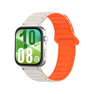 适用于荣耀手表X5/4硅胶磁吸表带亲选ROSSINI2i腕带新款智能运动手表5替换带男女款高级感时尚透气配件