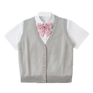 基础款 老头乐jk马甲背心外套女秋季日系学生外搭V领套头针织毛衣