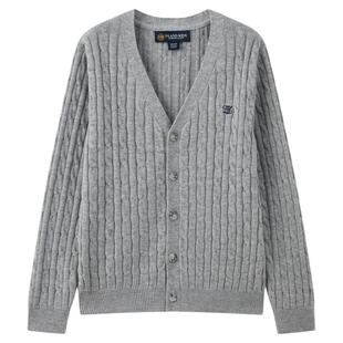 【含绵羊毛】elandkids衣恋童装男童针织开衫25年秋新品绞花毛衣