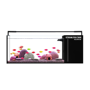 水智方新款一体式UV侧滤超白玻璃鱼缸兰寿泰狮家用客厅生态溪流缸