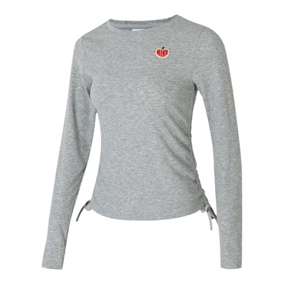 Nike耐克女子罗纹长袖短款上衣运动休闲刺绣卫衣套头衫HV8728-063