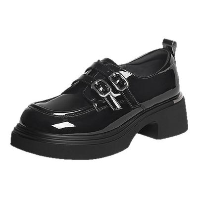 红蜻蜓粗跟乐福鞋休闲