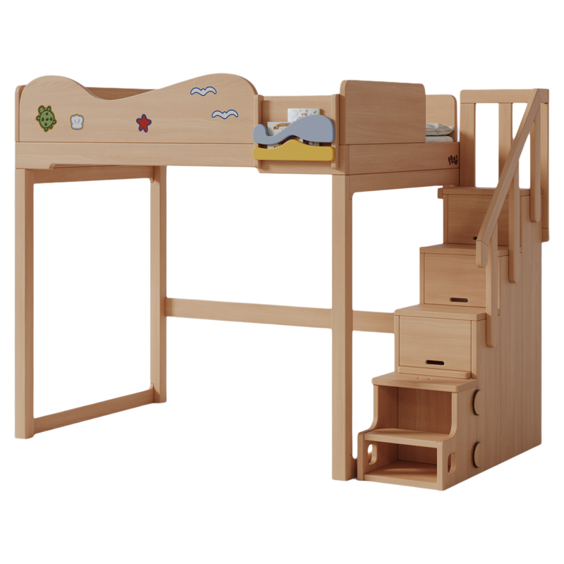 优漫居实木高架床纯榉木