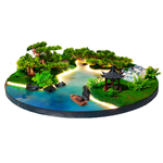 酒店餐桌中间摆花喷雾化流水灯光遥控桌摆转盘花摆圆桌芯装饰摆件