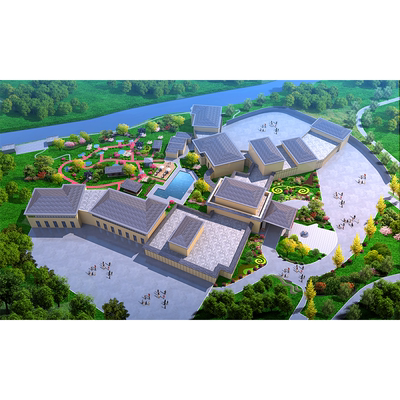 3D建筑景观园林绿化厂房室外鸟瞰施工效果图文本汇报方案制作设计