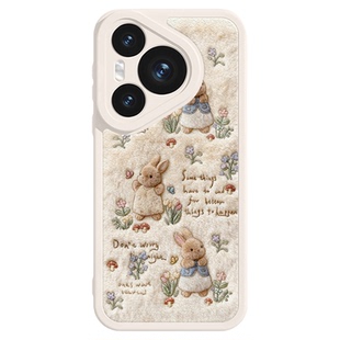 适用彼得兔opporeno15小羊皮手机壳毛绒findx9毛茸茸vivox300秋冬s30冬天iqoo13蘑菇小米17田园红米k90花朵14