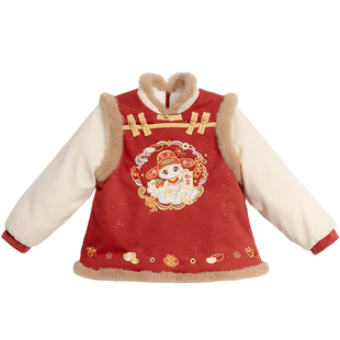 男童汉服冬款2025新款男宝宝周岁礼服儿童喜庆拜年服套装加厚唐装