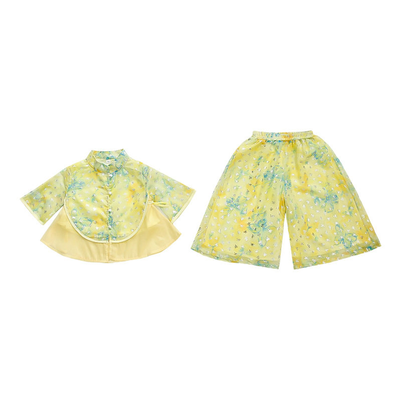 女童汉服套装儿童洋气时髦中式国风阔腿裤夏季两件套日常夏装新款