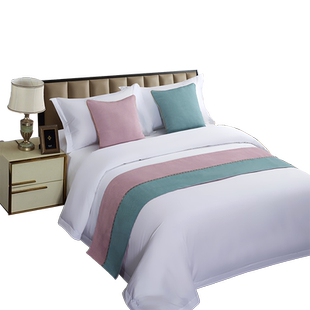 纯色酒店宾馆床上用品轻奢床尾巾民宿北欧风床旗床盖床简约床搭巾