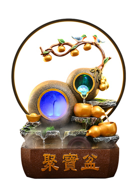 招财葫芦流水摆件循环水客厅店铺公司办公室风水轮乔迁开业聚宝盆