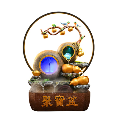 招财葫芦流水摆件循环水客厅店铺公司办公室风水轮乔迁开业聚宝盆