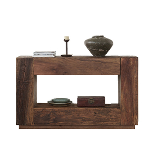 Ni+尼家中古风玄关柜民宿壁炉装饰柜靠墙法式复古侘寂风实木边柜