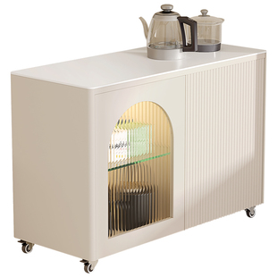 移动茶水柜茶台奶油风茶吧机柜子一体柜沙发边柜餐边柜边几5J32