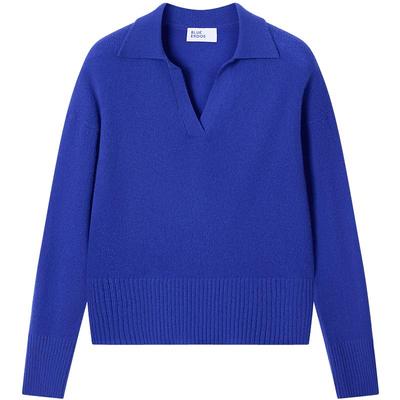 【100%山羊绒】BLUE ERDOS早秋新品复古摩登小翻领羊绒针织衫女