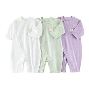 汤尼倍儿婴儿连体衣夏季薄睡衣新生宝宝长袖空调服春秋纯棉哈衣服