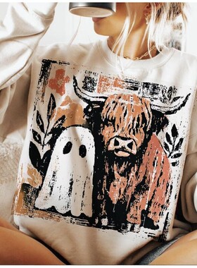 X 94084 Halloween Print Sweatshirt 万圣节卫衣 跨境欧美