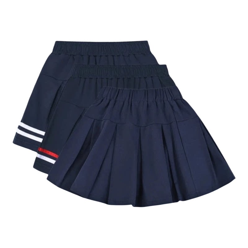 藏青冰丝学生百褶裙校服裙