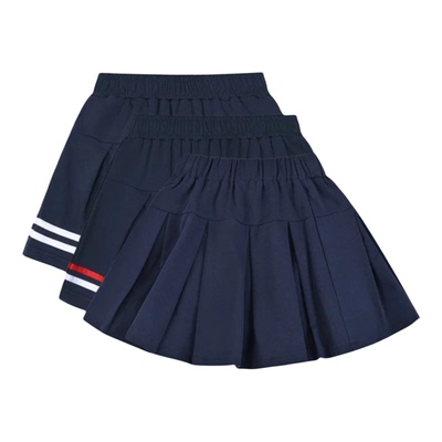 藏青冰丝学生百褶裙校服裙