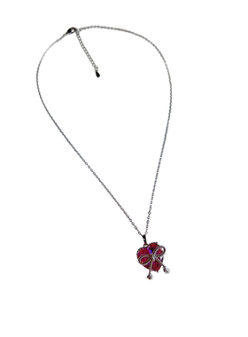 魅芽少女粉色爱心锁骨链套装