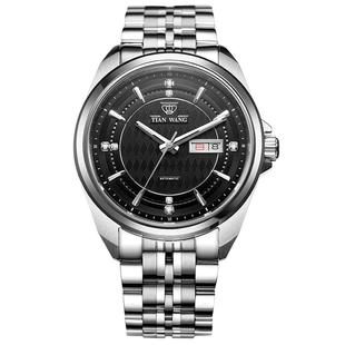 天王表山河系列双日历商务防水自动机械男表5812男士中年爸爸手表