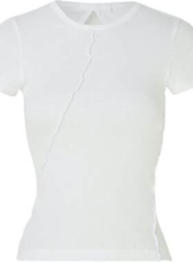 Helmut Lang 春夏女挖剪罗纹针织棉质T恤