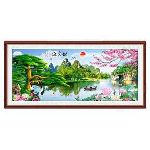 山水画墙贴流水生财风景画客厅装饰墙壁画电视背景墙自粘墙纸壁画