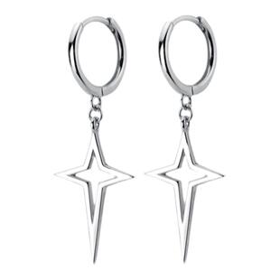 李羲承同款镂空耳钉北极四芒星耳环男秋冬轻奢高级感925纯银耳饰
