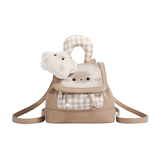 可爱烤面包小猫双肩包女2025新款小众学院风背包百搭手提通勤书包