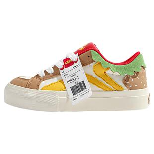 鮀品汉堡鞋带毛绒公仔男女同款2026春季新款休闲板鞋厚底百搭鞋子