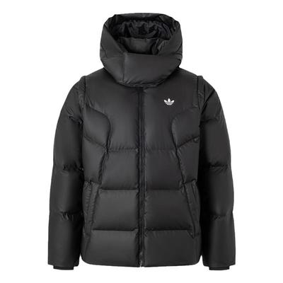阿迪达斯三叶草男子2025冬季可拆卸保暖舒适休闲鸭绒羽绒服JW1367