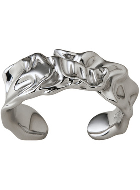 素图褶皱戒指925银轻奢高级指环