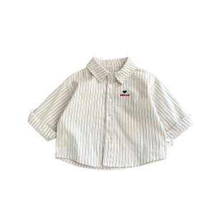 2026盐感韩版百搭衬衫清新气质绣花衬衫春秋季婴幼童男女宝宝上衣