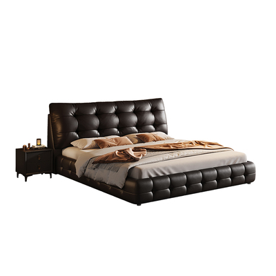 馨佰利劳伦斯真皮床意式轻奢软包