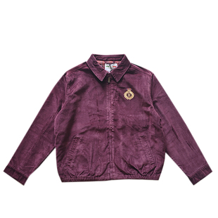 HYDROGEN男装夹克灯芯绒保暖酒红色翻领拉链夹克外套秋冬纯棉保暖