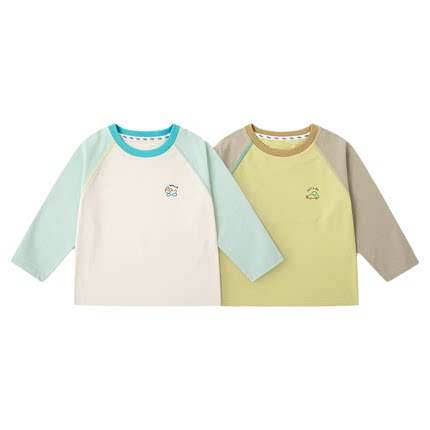 [2件装速干T恤]儿童长袖嘟嘟家男童防晒上衣女童春季童装宝宝衣服