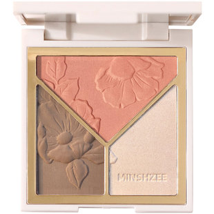 茗希芝光影艺术家修容盘腮红高光一体盘胭脂粉三色遮瑕提亮女彩妆