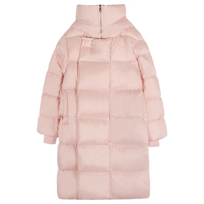落落狷介粉色长款羽绒服女
