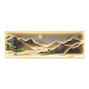 茶施姬沙发背景墙新中式背靠金山
