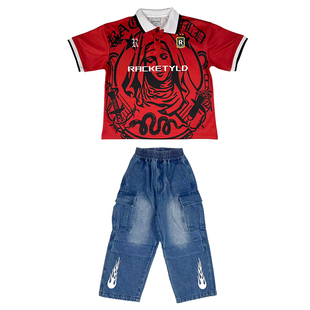 哈尼酷hiphop街舞儿童潮服套装女孩炸街嘻哈童装潮牌街舞服装男童