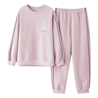 睡衣女款秋冬季纯棉加厚家居服